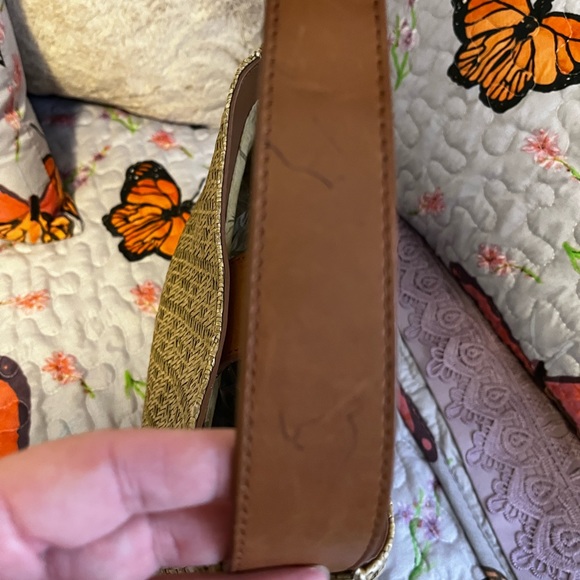 Fossil shoulder bag. 75082. Straw and leather outside, cloth inside. - Picture 10 of 15